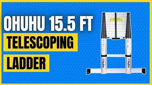 Review for Ohuhu 15.5 FT Telescoping Ladder with Stabilizer Bar, EN131  Certified Convenient Aluminum Telescopic Extension Ladder, 330 Pound  Capacity
