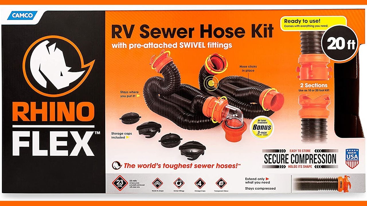 Camco RhinoFLEX RV 5ft Sewer Hose Extension Kit with Swivel Fitting - 39765