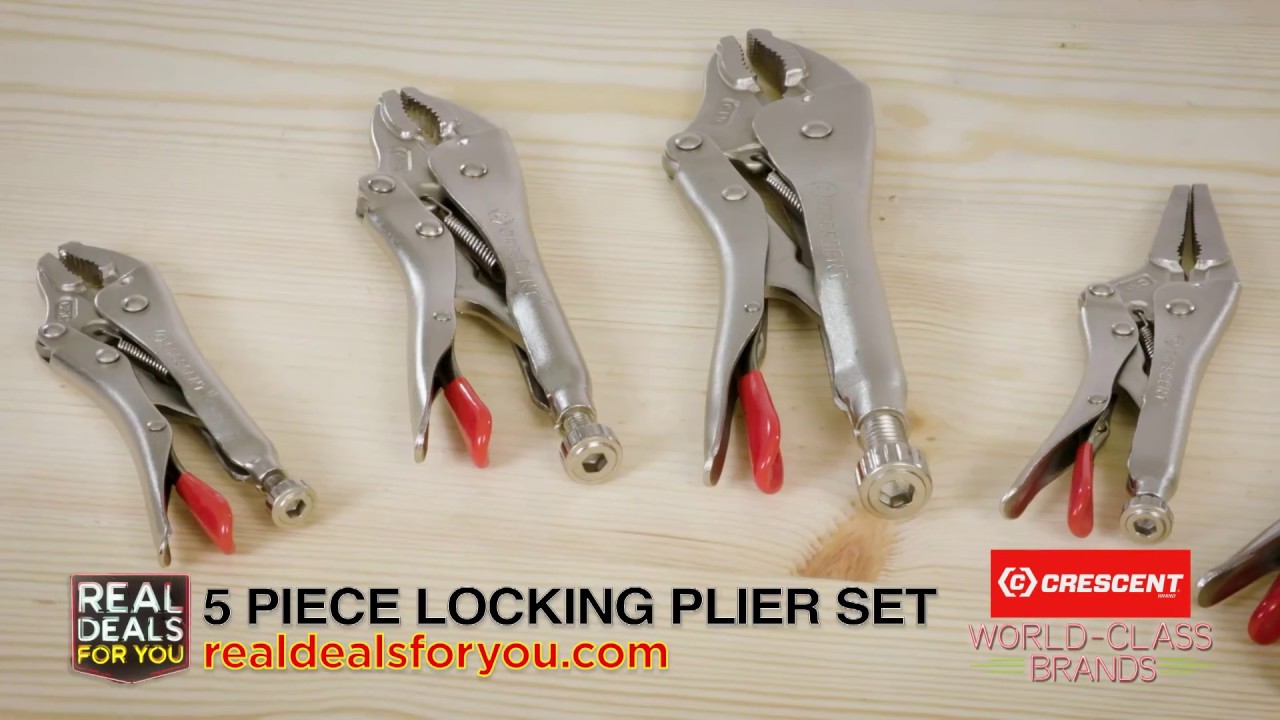 Crescent CLP5SETN 5 Pc. Curved and Long Nose Locking Plier Set