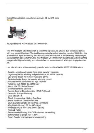 WARN 86260 VR12000 12,000 lb Winch Review by Sidney Sirur - issuu