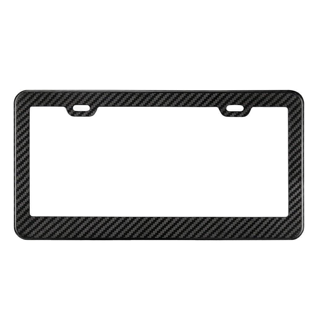 Aggressive Overlays Genuine Carbon Fiber License Plate Frame with Screws  and Caps Tag Registration 100% Real Premium Quality 3D Twill Weave Light  Weight Gloss Finish Standard Size US Car Qty 1 Automotive