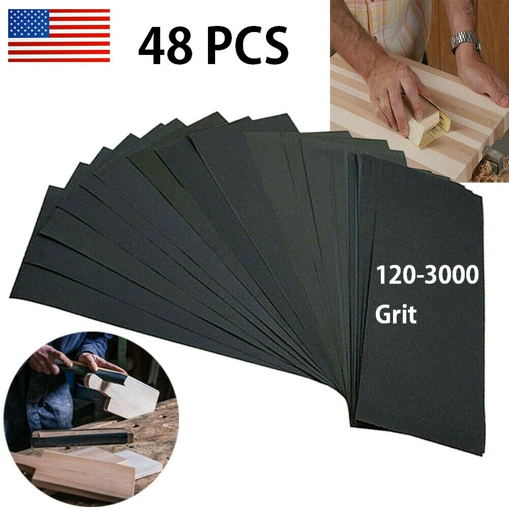 Buy 48Pcs Wet Dry Dual-use Sandpapers, 120 To 3000 Assorted Grit Sandpaper,  for Wood Furniture Finishing, Metal Sanding and Automotive Polishing,  Handicraft production, Size 9 х 3.6 Inches Online in Turkey. B07T8NW3DX
