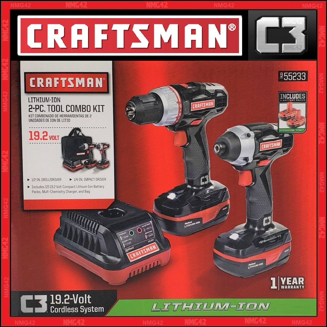 Brand New ! C3 Craftsman Cordless Drill and Impact Driver 19.2V Combo Kit  Power Tools Home & Garden