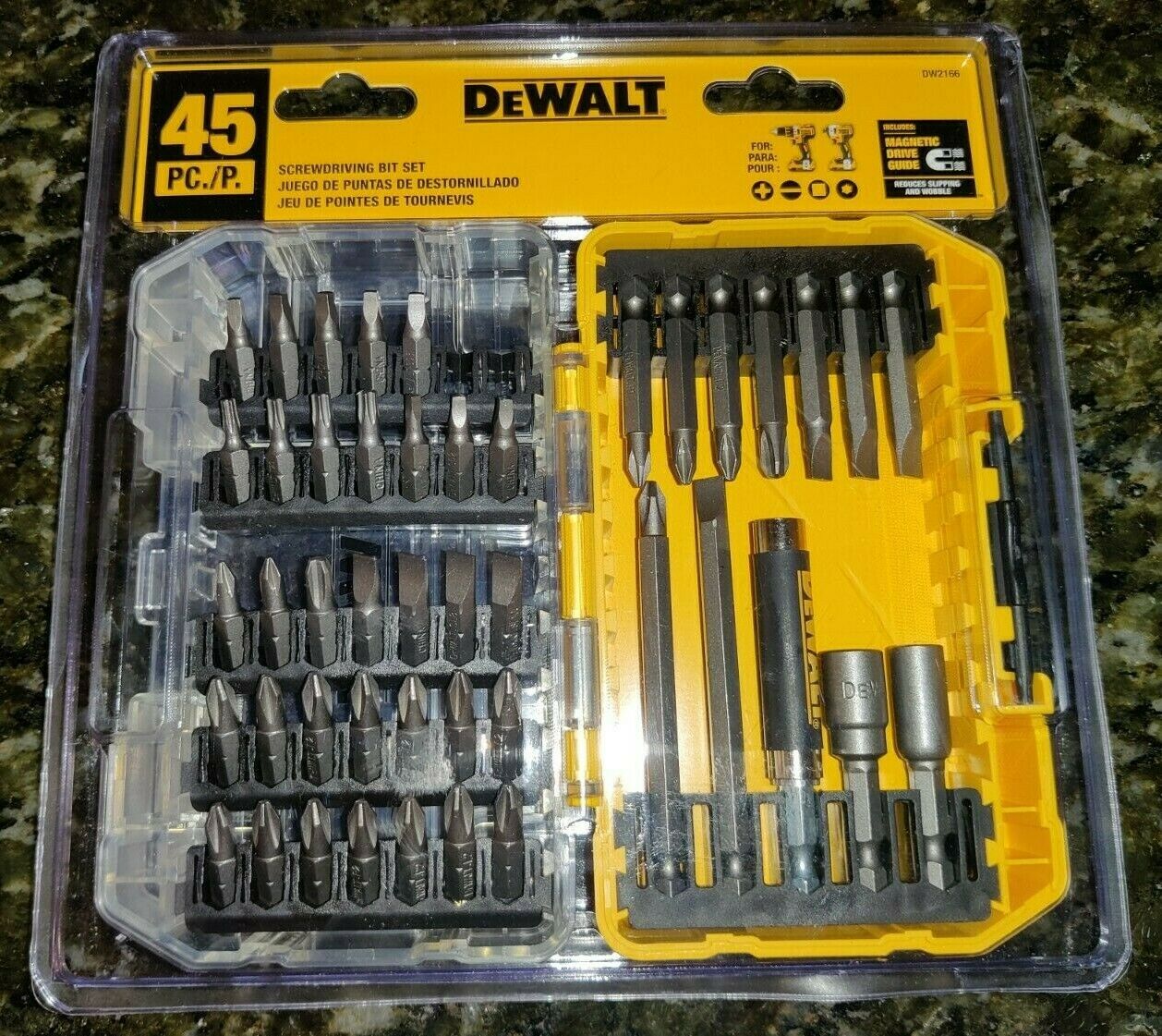 45-Piece DEWALT DW2166 Screwdriving Set Tools & Workshop Equipment Power  Tools