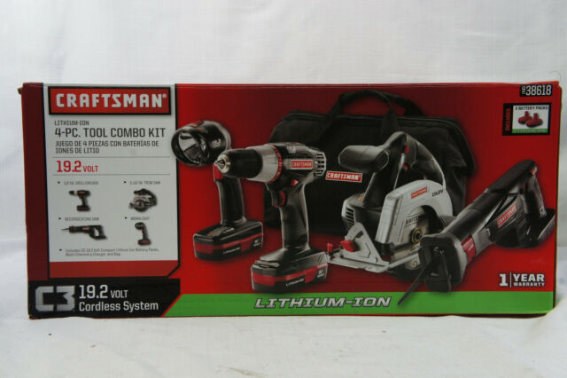 CRAFTSMAN V20 4-Tool 20-Volt Max Lithium Ion Power Tool Combo Kit with No  Case (Charger and 2-Batteries Included) in the Power Tool Combo Kits  department at Lowes.com