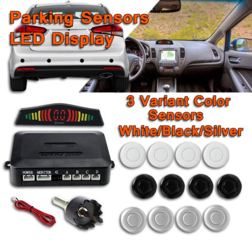 Auto Accessories | Headlight bulbs | Car Gifts Zone Tech Black Parking 4 Backup  Reverse Sensors Kit Display Alarm Silver White - Accessories - Exterior  Accessories - Products