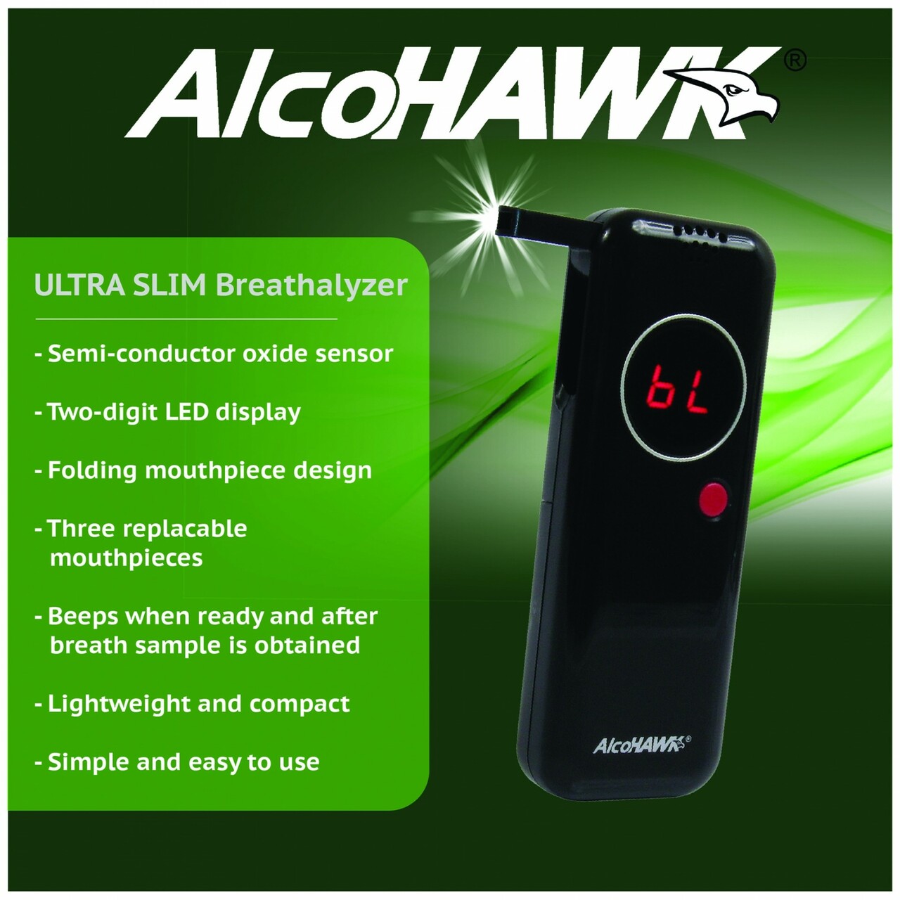AlcoHawk Slim Personal Breathalyzer - ASD