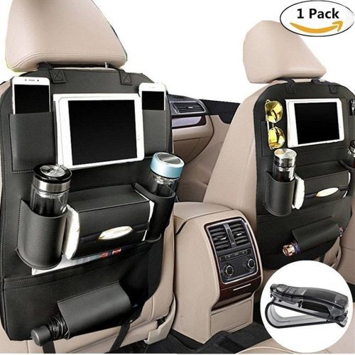 Tissues Magazines Documents Lusso Gear Car Seat Organizer for Front or  Backseat with Black Stitching Great for Adults & Kids Featuring 9 Storage  Compartments for Toys Maps Games & More Books Consoles