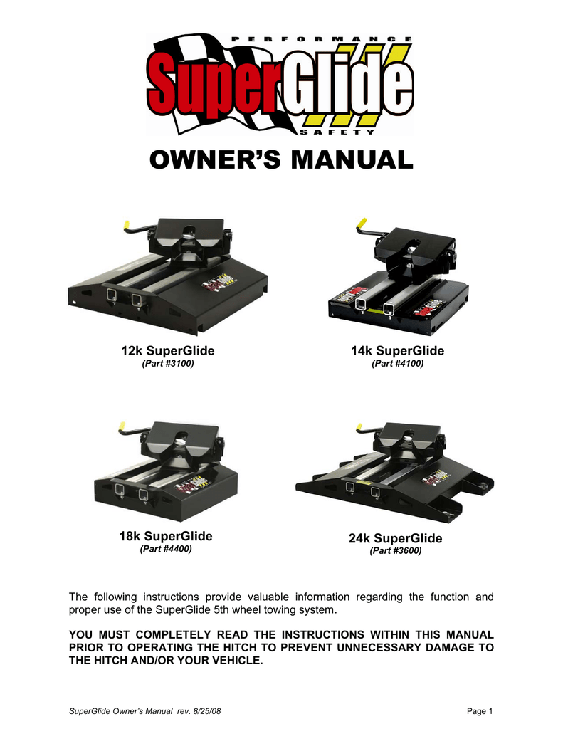 Superglide Owners Manual - 5th Wheel Special Interest Group | Manualzz