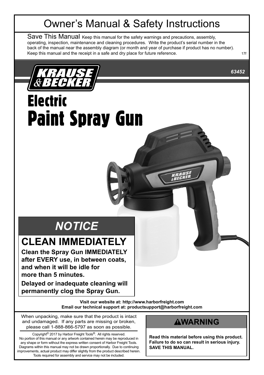 Krause & Becker 63452 5 GPH Electric Paint Spray Gun Owner's Manual |  Manualzz