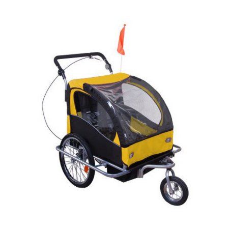 Aosom Elite 2-In-1 Child/ Pet Three-Wheel Bicycle Cargo Trailer & Jogger  with 2 Safety Harnesses & Large Storage, Yellow - Walmart.com in 2021 | Child  bike trailer, Baby bike trailer, Kids bike