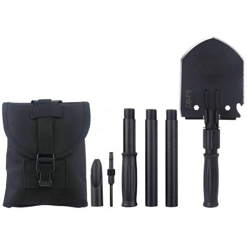 Folding Shovel and Pickax with Tactical Waist Pack for Camping