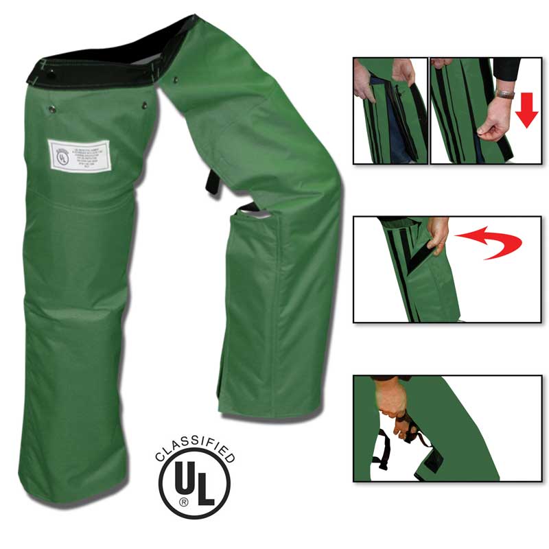 ICT06UA Forester Protective Trimmer Safety Chaps, Safety Green, Large