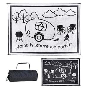Stylish Camping 8'x 11' RV Home Outdoor Mat, BLK/WHT Home is Where We Park  It, Black | Outdoor mat, Rv homes, Festival gear