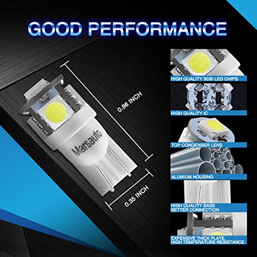 Marsauto 194 LED Light Bulb 6000K 168 T10 2825 5SMD LED Replacement Bulbs  for Car Dome Map Door Courtesy License Plate Lights (Pack of 10) |  Pricepulse