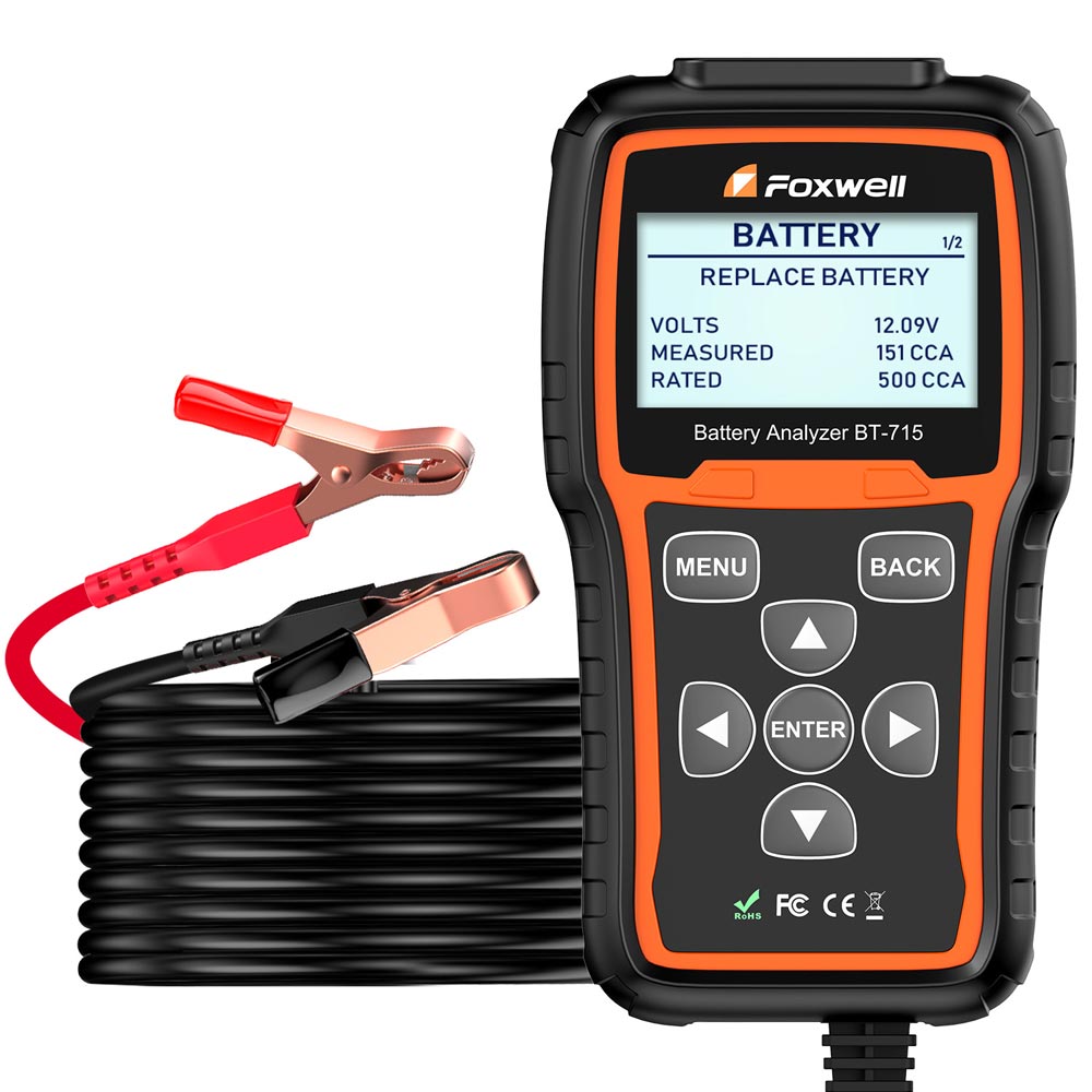 FOXWELL Battery Tester BT705 Automotive 100-2000 CCA Battery Load Tester,  12V 24V Car Cranking and Charging System Test Scan Tool Digital Battery  Analyzer for Cars and Heavy Duty Trucks: Buy Online at