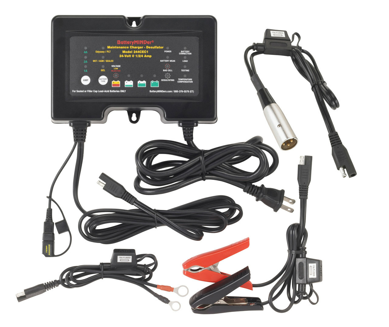 BatteryMINDer Model 244CEC1-XLR1: 24Volt 4 Amp (24V 1/2/4 AMP)  Charger/Maintainer/Desulfator for Power Chairs & Mobility Scooters