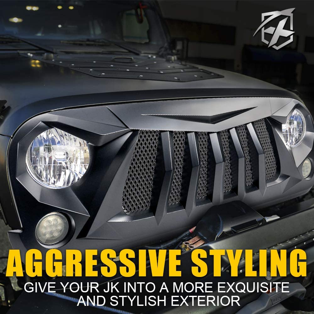 Buy Xprite Front Grill with Turn Signals and Daytime Running Light, Matte  Black Grille Compatible for 2007-2018 Jeep Wrangler JK JKU-Patent Design  Online in Uzbekistan. B092D3HD31