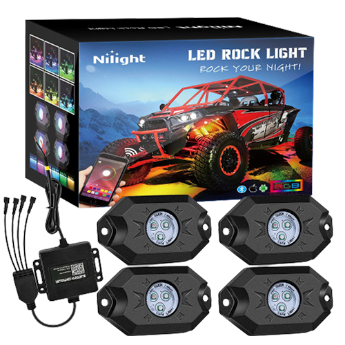 Nilight RGB LED Rock Lights Kit 4 pods Underglow Multicolor Neon Light –  Nilight Led Light