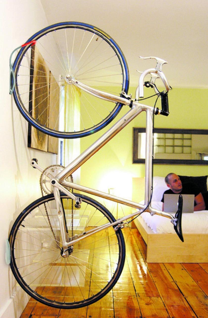 Leonardo Da Vinci Bike Storage Rack Hook Hanger w Tire Tray On Wall  Vertical Sporting Goods Bicycle Stands & Storage romeinformation.it