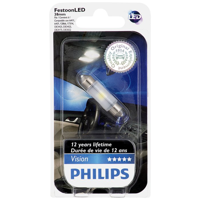 Philips Festoon Bright White Interior Vision LED Light, 38mm, 1-Pack |  1164543 | Pep Boys
