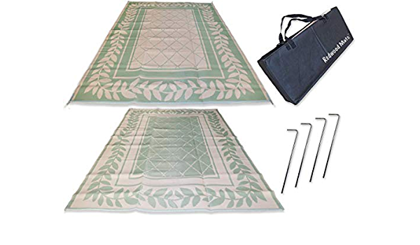 Redwood Mats Patio Mat 9' X 12' Leaf Green Rv Mat Reversible Outdoor Rug  Camping Indoor (with Ground Stakes & Carry Bag) : Amazon.sg: Garden