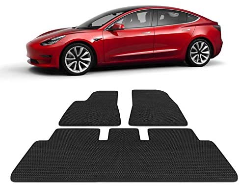 TOPlight Tesla Model 3 全天候防水地垫套装3 件套- 重型- 黑色橡胶环保材料汽车地毯适用于特斯拉型号3 - 汽车用品-  亚马逊中国