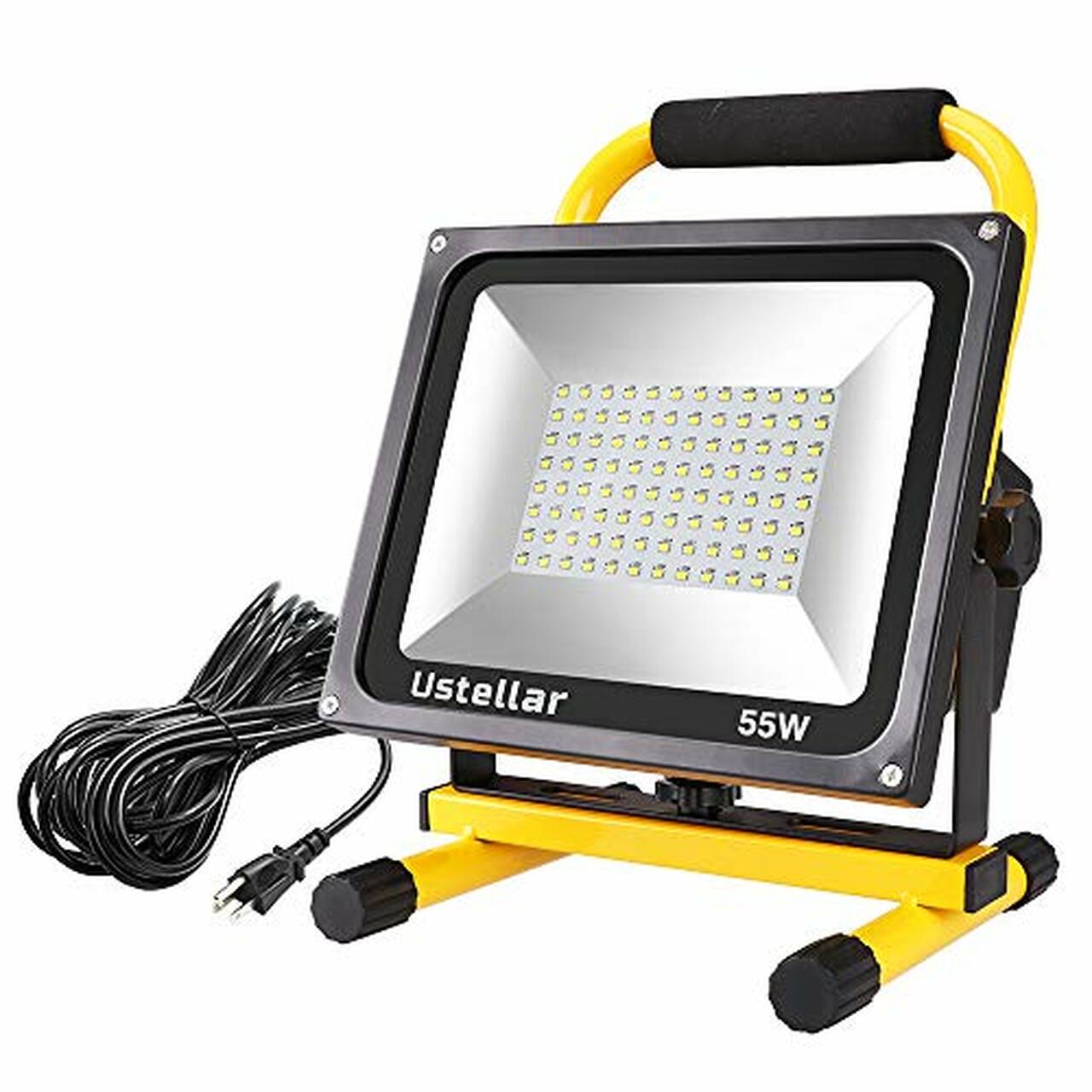 Ustellar 5500LM 55W LED Work Light (400W Equivalent), 2 Brightness Levels,  Waterproof Portable Flood Lights, 16ft/5M Cord with Plug, Stand Working  Lights for Construction Site, 6000K Daylight White - Toyboxtech