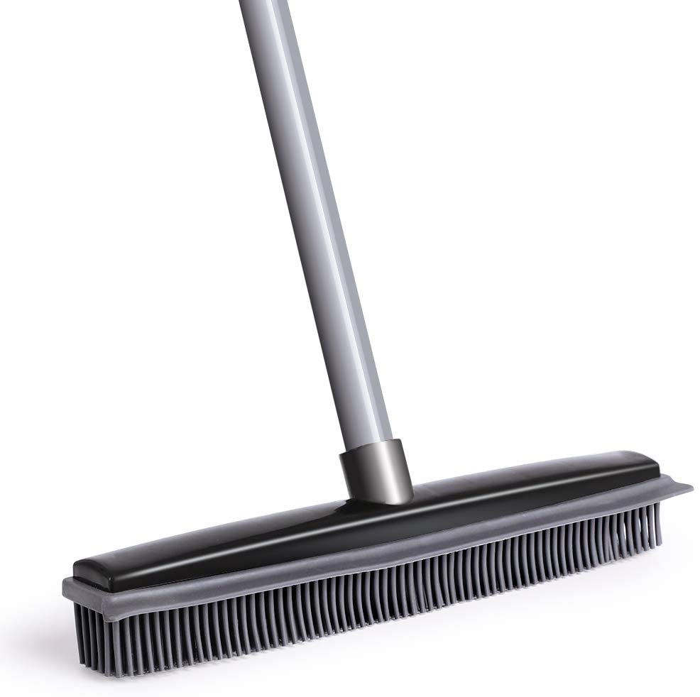 NZQXJXZ Push Broom - Soft Bristle 59' Rubber Broom Carpet Sweeper with  Squeegee Adjustable Long Handle, Removal Pet Human Hair : Amazon.in: Home &  Kitchen