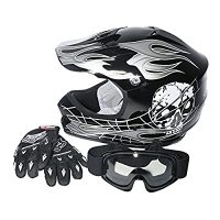 Buy TCMT DOT Youth Kids ATV Motocross Dirt Bike Black Skull Helmet  w/Goggles+Gloves(M) Online in Hong Kong. B00RTD45HU