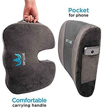 SOFTaCARE, Dark Gray Seat Cushion Coccyx Orthopedic Memory Foam and Lumbar  Support Pillow, Set of 2, 2 Count: Buy Online at Best Price in UAE -  Amazon.ae