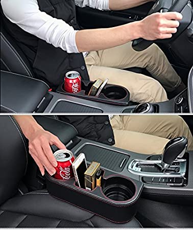 Iokone Coin Side Pocket Console Side Pocket Leather Cover Car Cup Holder  Auto Front Seat Organizer Cell Mobile Phone Holder : Amazon.co.uk:  Automotive