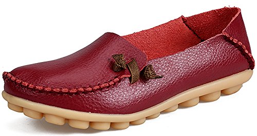 LabatoStyle Women's Casual Leather Loafers Driving Moccasins Flats Shoes  (Wine Red, 11 B(M) US)- Buy Online in Angola at angola.desertcart.com.  ProductId : 50704971.
