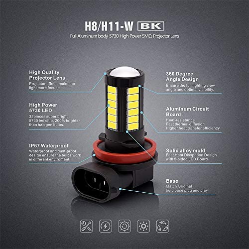 SiriusLED H8 Size DRL Fog Light LED 30W 6000k Super Bright White Projection  Bulb Pack of 2: Buy Online at Best Price in UAE - Amazon.ae