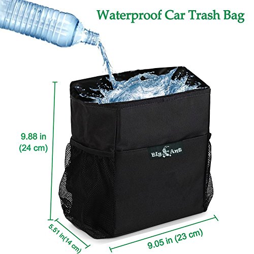 Car Trash Bag with Side Net Pockets Car Garbage Holder for Driver Car Bin  Waterproof Cooler Bag Makes a Great Drink Cooler by Big Ant Car Rubbish Bin  with Lid Car Accessories
