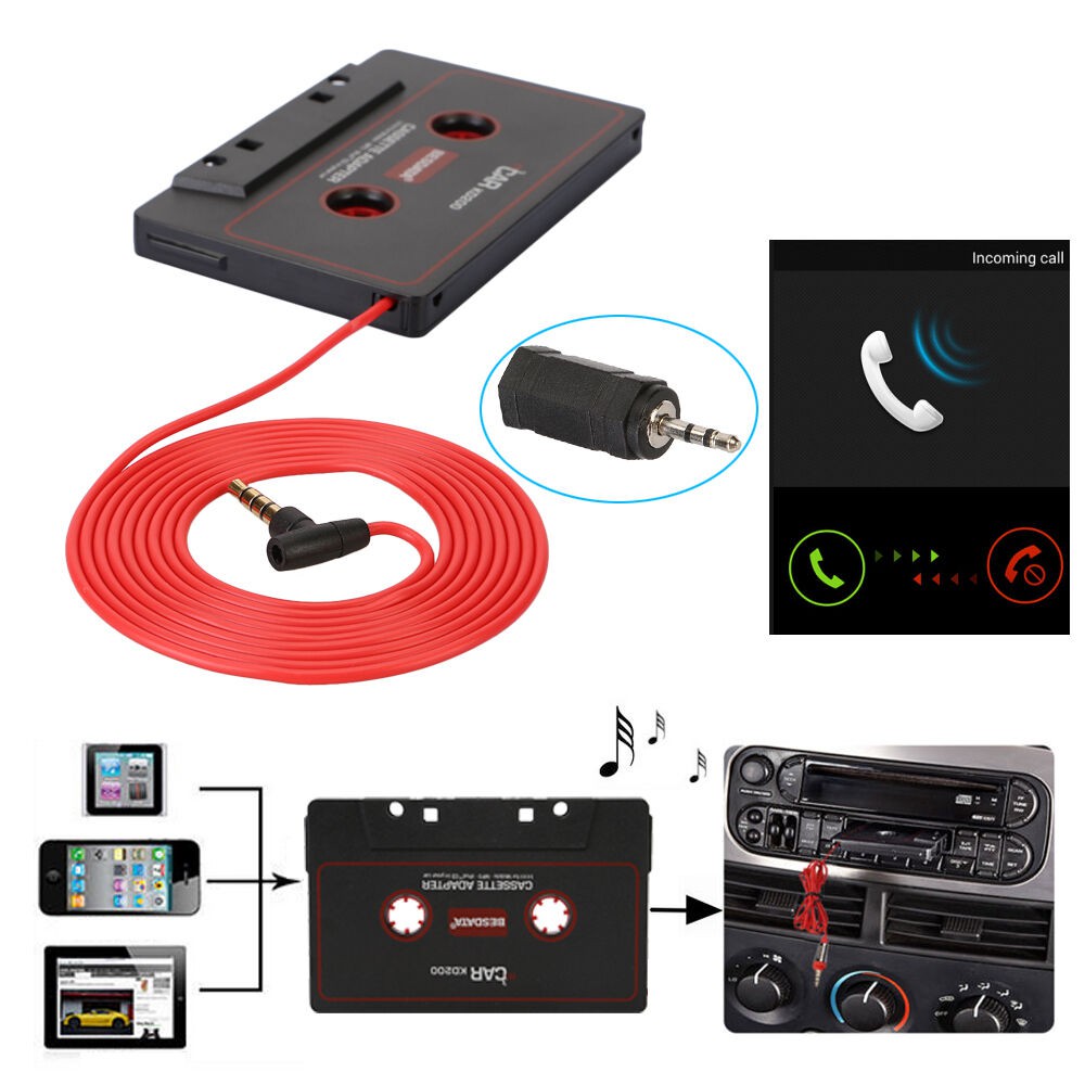 Portable Audio Accessories Black BESDATA Car Cassette Adapter for iPod  iPhone Samsung MP3 Stereo Player+Mic Cassette Adapters