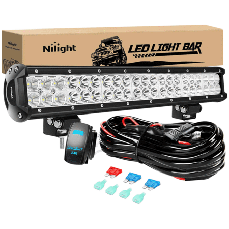 Light & Lighting Accessories Northpole Light 20 Inch 126W Waterproof Spot  Flood Combo LED Light Bar with 2PCS 18W Cree Flood LED Work Lights and 12V  40A Wiring Harness for Off Road,Jeep