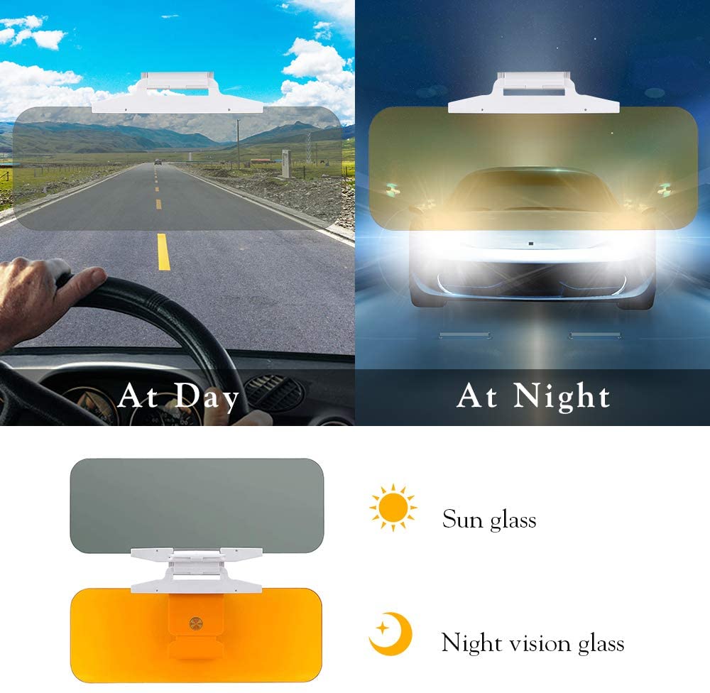 Buy Randalfy Visor for Car, Tac Sun Visor with Anti-Glare Visor, 2 in 1  Automobile Sun Block Visor, Car Sun Visor Work as a Driving Goggles, for  Day and Night Driving Anti-Dazzle