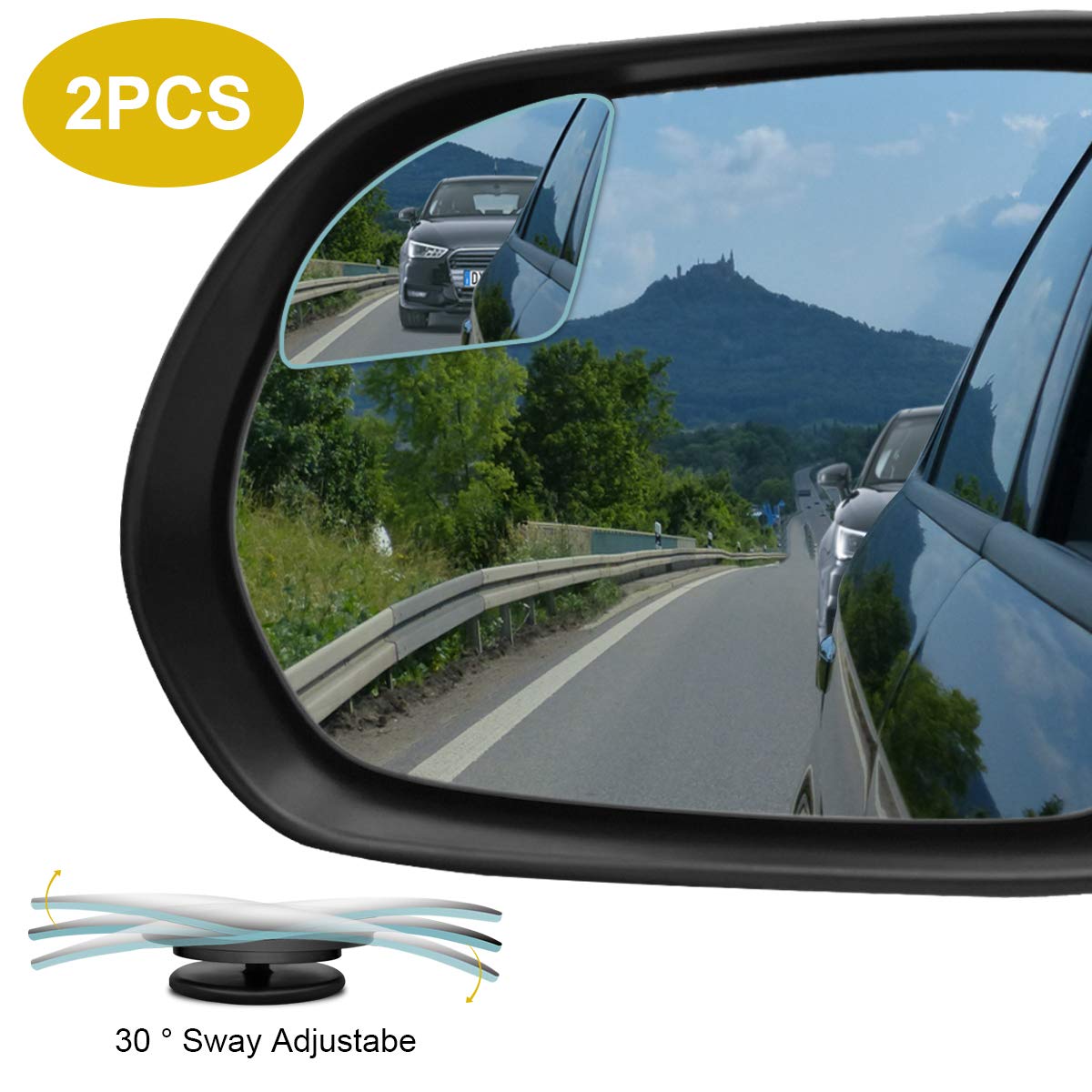 POMFW Blind Spot Mirror, Rearview Convex Side Mirrors for Cars SUV Truck  Van Stick on 3M Adhesive, Rear View HD Glass Frameless Sway Rotate  Adjustable Wide Angle, 2 inch Round 2pcs :