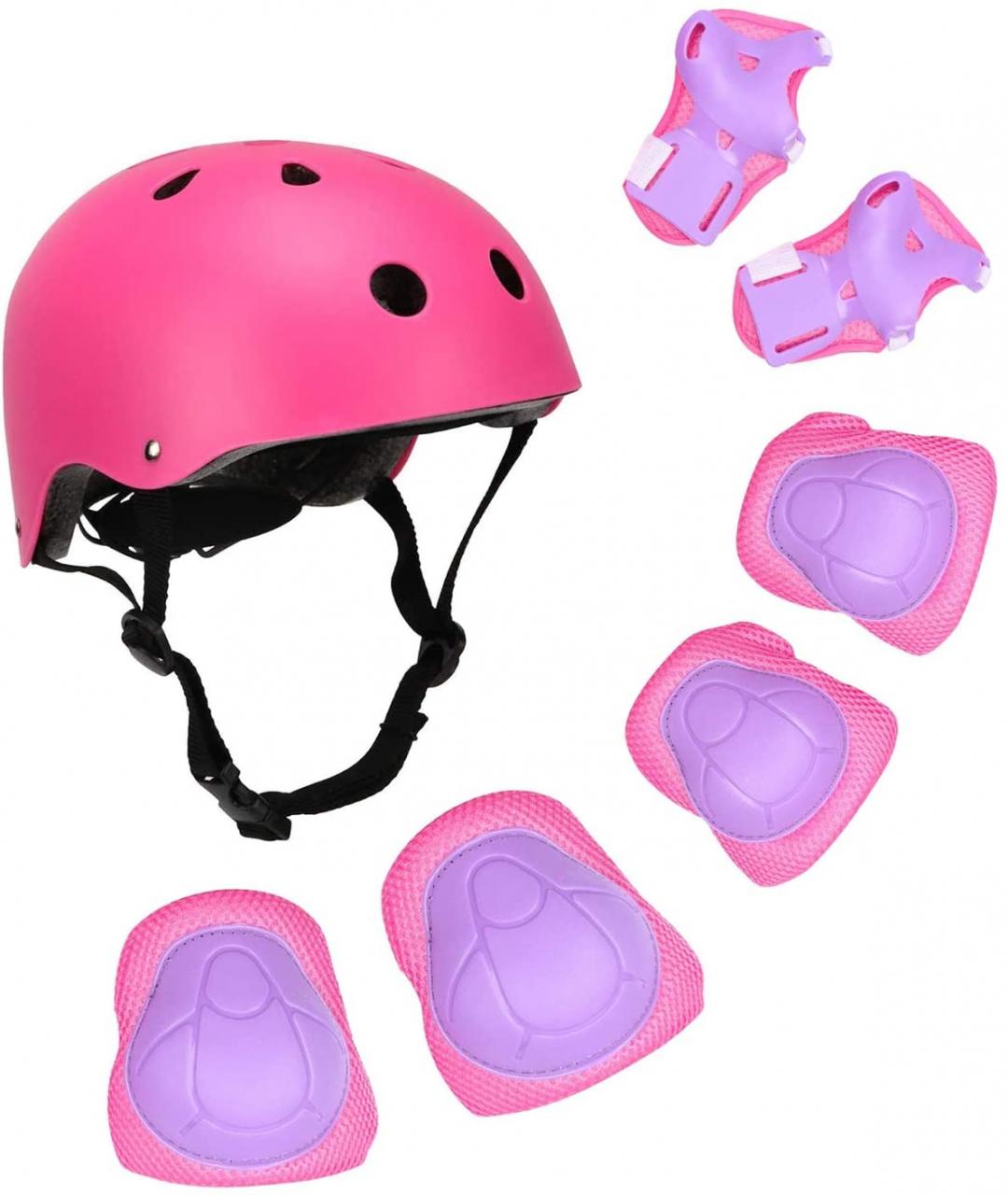 BOSONER Kids Bike Helmet Pad Set Elbow Knee Wrist Pads Protective Gear Set  for Skateboard, Roller