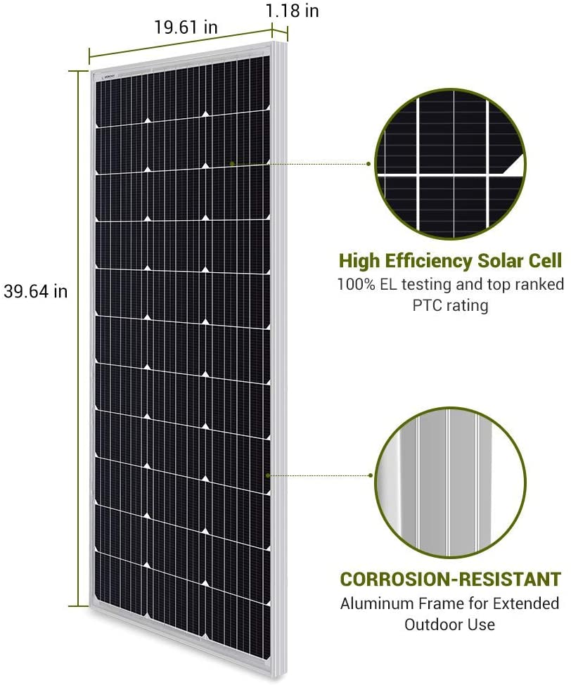 Buy HQST 100 Watt 12V Monocrystalline Solar Panel with Solar Connectors,  High Efficiency Module PV Power for Battery Charging Boat, Caravan, RV and  Any Other Off Grid Applications Online in Vietnam. B07L7ZGGVT