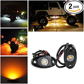 Yellow Amak 4 Pods LED Rock Light Kit for Jeep ATV SUV Offroad Car Truck  Boat Underbody Glow Trail Rig Lamp Underglow LED Neon Lights Waterproof  Side Marker & Parking Light Combos