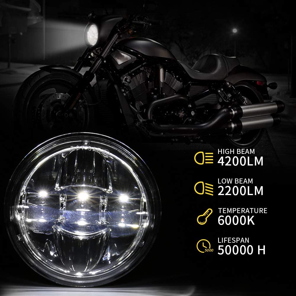 Buy Motorcycle 7 Inch LED Headlight Set with 4-1/2 Inch LED Passing Lamps  and Bracket Mounting Ring Compatible with Harley Davidson Road King Road  Glide Street Glide Electra Glide Ultra Limited -