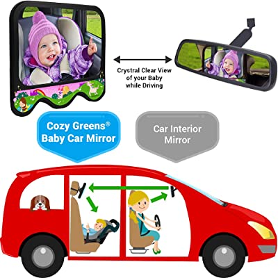 Buy COZY GREENS Baby Car Mirror Girls Theme | Baby Mirror for Car Back Seat  | Shatterproof, Stable, Crash Tested | 100% Lifetime Satisfaction Guarantee  | Wide View Carseat Mirrors Backseat Rear