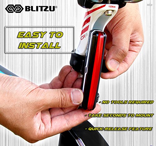 Ultra Bright Bike Light BLITZU Cyborg 168T USB Rechargeable Bicycle Tail  Light. Red High Intensity Rear LED Accessories Fits On Any Road Bikes,  Helmets. Easy To Install for Cycling Safety Flashlight :