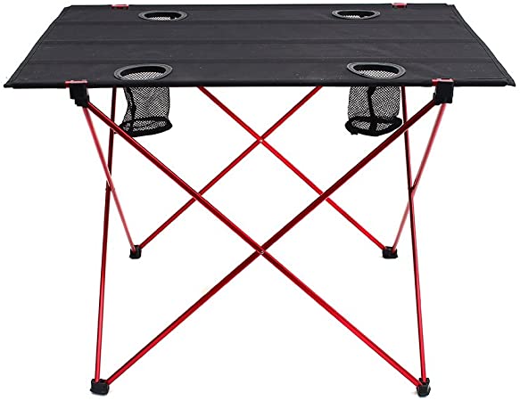 Buy Outry Lightweight Folding Table with Cup Holders, Portable Camp Table  (M - Unfolded: 22 x 17 x 15) Online in Indonesia. B01N0Q95R2