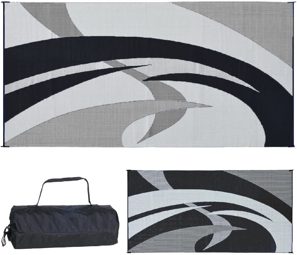Doormats Mings Mark GC1 Black/Silver 8-Feet x 20-Feet Graphic Mat Patio,  Lawn & Garden