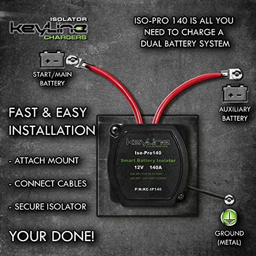 KeyLine Chargers 12V 140 Amp Dual Battery Isolator Voltage Sensitive Relay  (VSR) Pro Dual Battery Kit in Kuwait - binge.com.kw