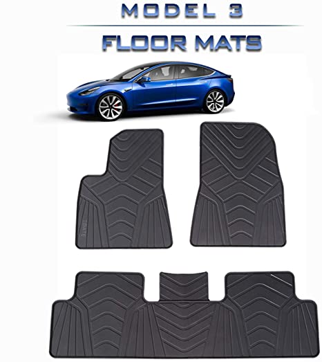 Buy 1 Tesla Model 3 Floor & Trunk Mats - All Weather Mat Fits 2017 - 2021  (Complete Mat Set Floor, Trunk, Frunk, Storage) Accessories - Heavy Duty &  Flexible Eco-Friendly All