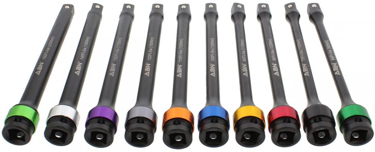 Buy ABN 1/2in Drive 8in Long Color-Coded Torque Limiting Socket Extension  Bar 10pc Tool Kit 65-150 ft/lb Set Online in Hong Kong. B079P6YQLT